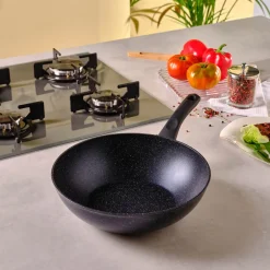 Karaca Granitpfanne-Aqua Granit Wok 28 cm Blau01