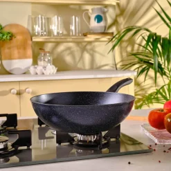 Karaca Granitpfanne-Aqua Granit Wok 28 cm Blau01