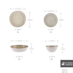 Karaca Tafelservice Für 6 Personen-Aria Beige Reactive Geschirr Set für 6 Personen, 24 teilig Beıge01