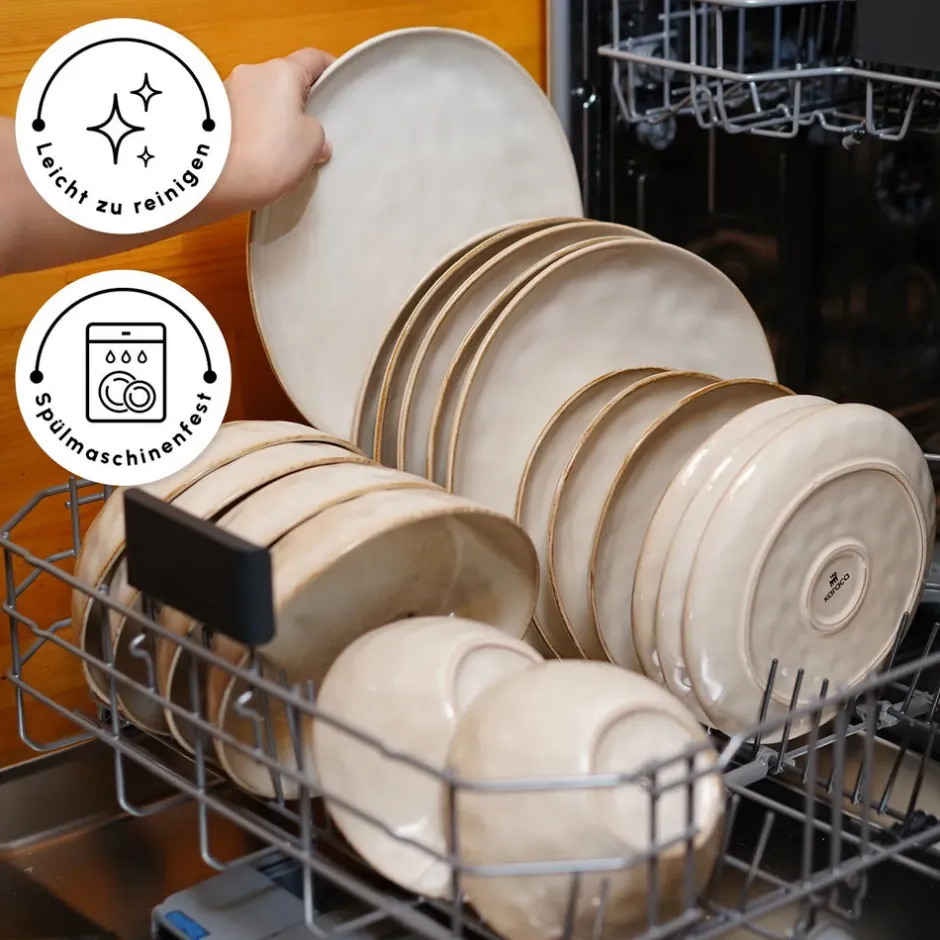 Karaca Tafelservice Für 6 Personen-Aria Beige Reactive Geschirr Set für 6 Personen, 24 teilig Beıge01