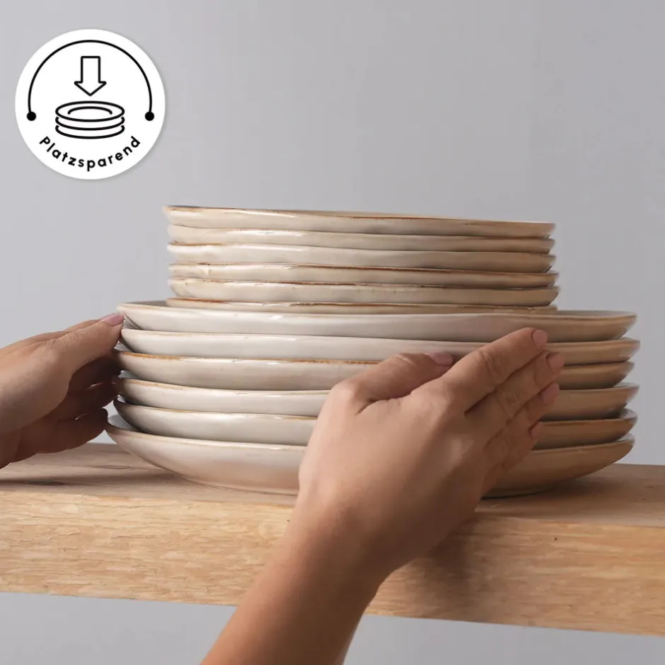 Karaca Tafelservice Für 6 Personen-Aria Beige Reactive Geschirr Set für 6 Personen, 24 teilig Beıge01