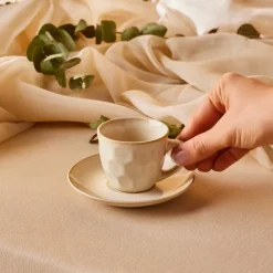 Karaca Mokka & Espressotassen Set-Aria Beige Reactive Koffiekopjesset voor 1 Persoon, 90 ml
