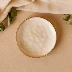 Karaca Servierplatte-Aria Dessert-/Beilagenteller mit Reaktivglasur, 16 cm, Beige
