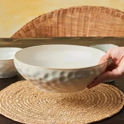 Karaca Schüssel/Bowl-Aria Reactive Glaze Große Schüssel, 27cm, Beige Beıge01