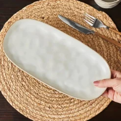 Karaca Servierplatte-Aria Reactive Glaze Servierplatte, 31 cm, Beige Beıge01