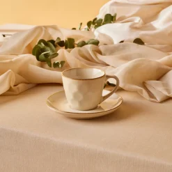 Karaca Mokka & Espressotassen Set-Aria Teetasse mit Untertasse mit Reaktivglasur, 230 ml, Beige