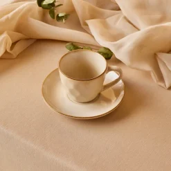 Karaca Mokka & Espressotassen Set-Aria Teetasse mit Untertasse mit Reaktivglasur, 230 ml, Beige