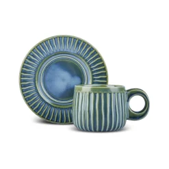 Karaca Teetassen Sets-Arthur Grün & Blau Teetasse, 260 ml Beıge Grün