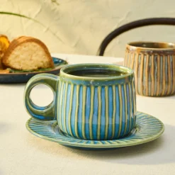 Karaca Teetassen Sets-Arthur Grün & Blau Teetasse, 260 ml Beıge Grün