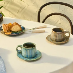 Karaca Teetassen Sets-Arthur Grün & Blau Teetasse, 260 ml Beıge Grün