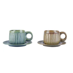 Karaca Teetassen Sets-Arthur Grün & Blau Teetasse, 260 ml Beıge Grün