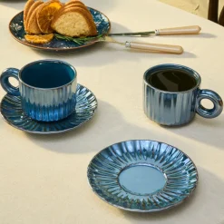 Karaca Teetassen Sets-Arthur Marineblaue Teetasse für 2 Personen, 260 ml Marıne