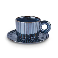 Karaca Teetassen Sets-Arthur Marineblaue Teetasse für 2 Personen, 260 ml Marıne