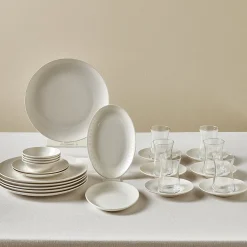 Karaca Frühstücksset Für 6 Personen-Artiste Bone China 20-teiliges Tafelservice für 6 Personen, Weiß