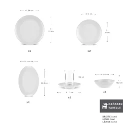 Karaca Frühstücksset Für 6 Personen-Artiste Bone China 20-teiliges Tafelservice für 6 Personen, Weiß