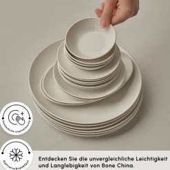 Karaca Frühstücksset Für 6 Personen-Artiste Bone China 20-teiliges Tafelservice für 6 Personen, Weiß