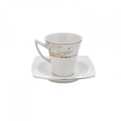 Karaca Mokka & Espressotassen Set-Autumn 12 Teilige Für 6 Personen Mochatassen-Espressotassen Porzellan Weıß01