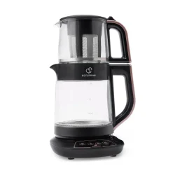 Karaca Teekocher-Çaysever 3 in 1 Sprechende Glas Teekocher Wasserkocher und Vorbereitung von Speisewasser 1700W, Rosegold