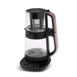 Karaca Teekocher-Çaysever 3 in 1 Sprechende Glas Teekocher Wasserkocher und Vorbereitung von Speisewasser 1700W, Rosegold
