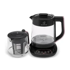 Karaca Teekocher-Çaysever 3 in 1 Sprechende Glas Teekocher Wasserkocher und Vorbereitung von Speisewasser 1700W, Rosegold