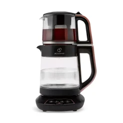 Karaca Teekocher-Çaysever 3 in 1 Sprechende Glas Teekocher Wasserkocher und Vorbereitung von Speisewasser 1700W, Rosegold