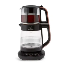 Karaca Teekocher-Çaysever 3 in 1 Sprechende Glas Teekocher Wasserkocher und Vorbereitung von Speisewasser 1700W, Rosegold