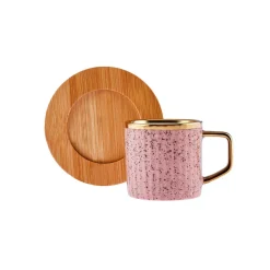Karaca Mokka & Espressotassen Set-Bambus farbige Kaffeetasse Set, 6 Personen, 90 ml mit Tablett Multıfarben