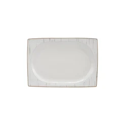 Karaca Tafelservice Für 12 Personen-Batik Cream 60-teiliges Tafelgeschirr-Set für 12 Personen Quadrat Gold