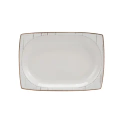 Karaca Tafelservice Für 12 Personen-Batik Cream 60-teiliges Tafelgeschirr-Set für 12 Personen Quadrat Gold