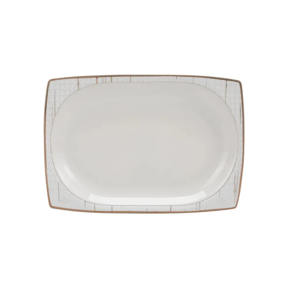 Karaca Tafelservice Für 12 Personen-Batik Cream 60-teiliges Tafelgeschirr-Set für 12 Personen Quadrat Gold
