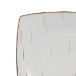 Karaca Tafelservice Für 12 Personen-Batik Cream 60-teiliges Tafelgeschirr-Set für 12 Personen Quadrat Gold
