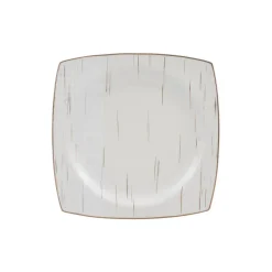 Karaca Tafelservice Für 12 Personen-Batik Cream 60-teiliges Tafelgeschirr-Set für 12 Personen Quadrat Gold