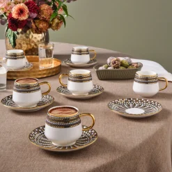 Karaca Mokka & Espressotassen Set-Belgin, 6 Person Kaffee Tasse Set, 90 ML Multıfarben
