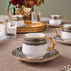 Karaca Mokka & Espressotassen Set-Belgin, 6 Person Kaffee Tasse Set, 90 ML Multıfarben