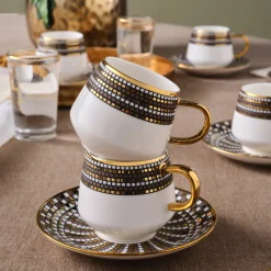Karaca Mokka & Espressotassen Set-Belgin, 6 Person Kaffee Tasse Set, 90 ML Multıfarben