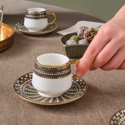 Karaca Mokka & Espressotassen Set-Belgin, 6 Person Kaffee Tasse Set, 90 ML Multıfarben