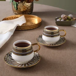Karaca Teetassen Sets-Belgin Teetassenset für 2 Personen, 220 ml Multıfarben
