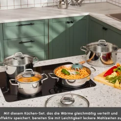 Karaca Stahltopf Sets-Belgrad Kochgeschirrset aus Edelstahll 15-teiligesaus Renksiz