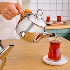 Karaca Teekannen-Belinay Mittelgroße Metall Teekannen Set Sılber01