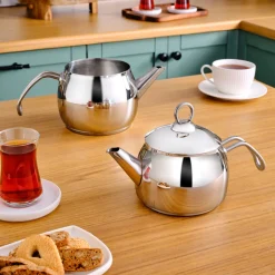 Karaca Teekannen-Belinay Mittelgroße Metall Teekannen Set Sılber01