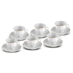 Karaca Mokka & Espressotassen Set-Bell Kaffeetassen-Set, 6 Personen, 90 ml Weıß01