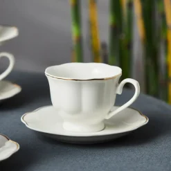 Karaca Mokka & Espressotassen Set-Bell Kaffeetassen-Set, 6 Personen, 90 ml Weıß01