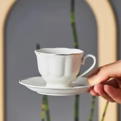 Karaca Mokka & Espressotassen Set-Bell Kaffeetassen-Set, 6 Personen, 90 ml Weıß01