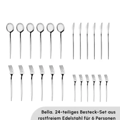 Karaca Bestecksets Für 6 Personen-Bella 6 Personen Boxen Besteckset, 24 Teilig Schwarz01