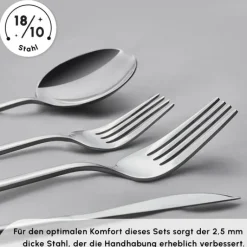 Karaca Bestecksets Für 6 Personen-Bella Edelstahl V2 24-teiliges Besteckset für 6 Personen – Silber