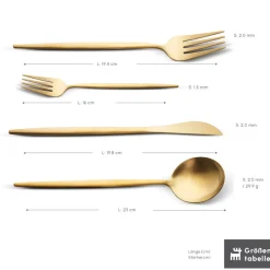 Karaca Bestecksets Für 6 Personen-Bella Matte Gold Besteck Set für 6 Personen, 24 Teilig Matt Gold