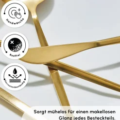 Karaca Bestecksets Für 6 Personen-Bella Matte Gold Besteck Set für 6 Personen, 24 Teilig Matt Gold