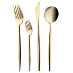 Karaca Bestecksets Für 6 Personen-Bella Shiny Gold Besteck Set für 6 Personen, 24 Teilig Glänzend Schwarz