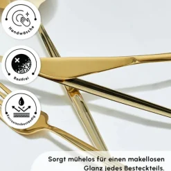 Karaca Bestecksets Für 6 Personen-Bella Shiny Gold V2 Besteck Set für 6 Personen, 24 Teilig
