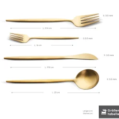 Karaca Bestecksets Für 6 Personen-Bella V2 24-teiliges Besteckset für 6 Personen – Matte Gold